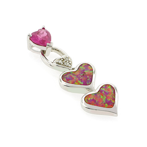 Dije de Zafiro Rosa con Ópalo Australiano en Plata Fina .925