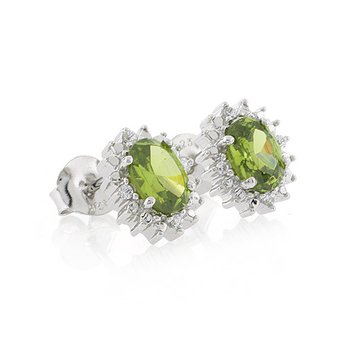 Elegantes Aretes de Plata de Ley .925 con Peridoto