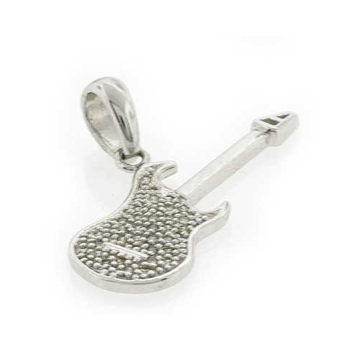 Dije de Guitarra en Plata Fina .925 con Diamantes Reales