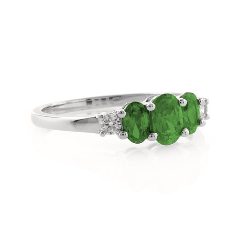 Anillo de Plata .925 con 3 Gemas de Esmeralda