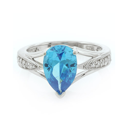 Anillo de Plata Esterlina y Topacio Azul