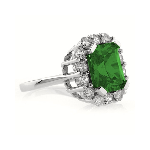 Anillo de Esmeralda y Zirconias en Plata