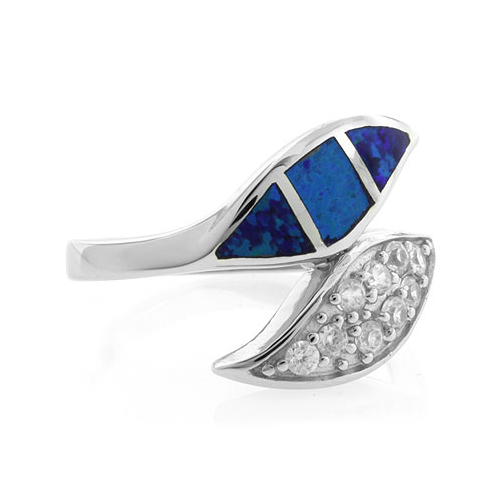 Anillo de Plata .925 con Opalo Australiano en forma de Hoja