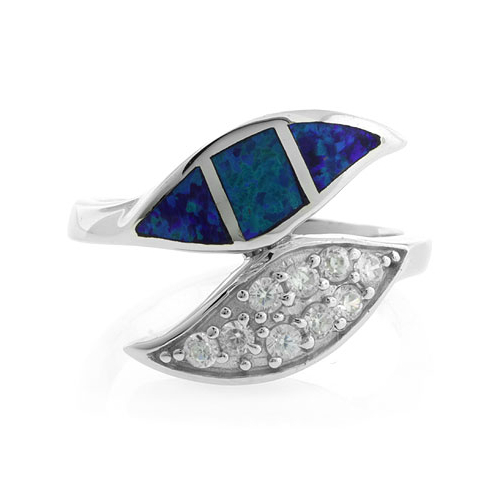 Anillo de Plata .925 con Opalo Australiano en forma de Hoja