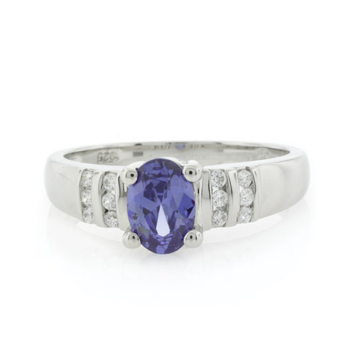 Emerald Cut Sterling Silver Tanzanite Ring