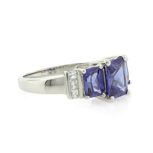 Anillo de Plata .925 con 3 Gemas de Tanzanita