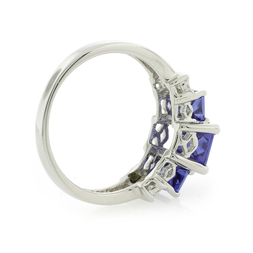 Anillo de Plata .925 con 3 Gemas de Tanzanita