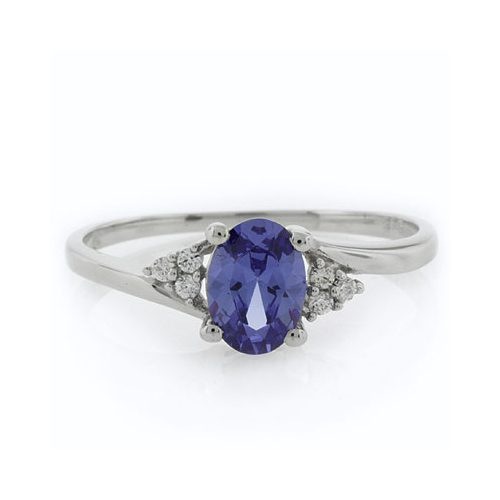 Emerald Cut Sterling Silver Tanzanite Ring