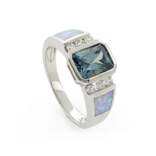Anillo de Ópalo Blanco con Alejandrita Bicolor