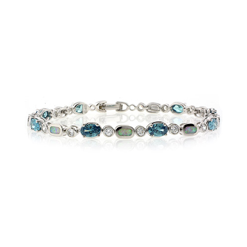 Hermosa Pulsera de Plata .925 con Alejandrita y Ópalo Blanco