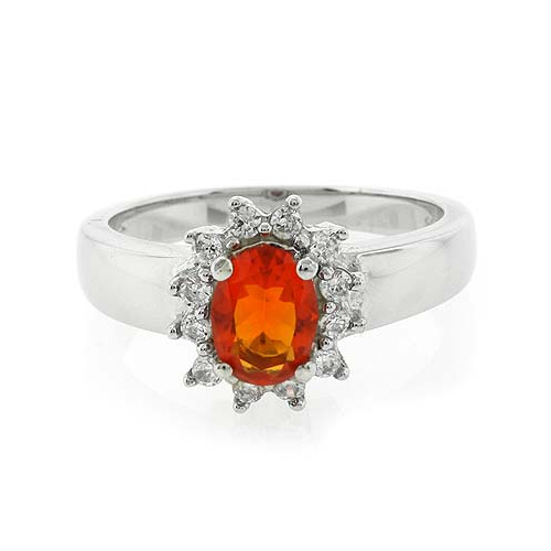 Hermoso Anillo de Plata con Ópalo de Fuego Genuino