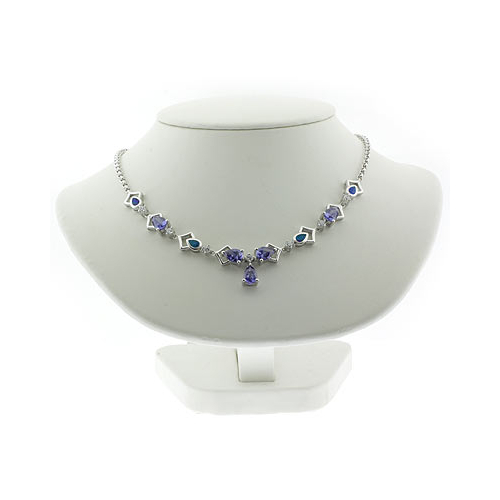 Hermoso Collar de Tanzanita con Piezas de Ópalo Australiano