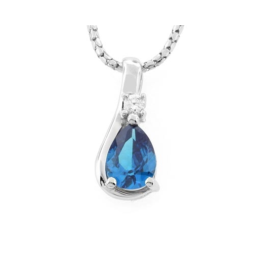 Elegante Dije de Topacio Azul en Plata Fina .925