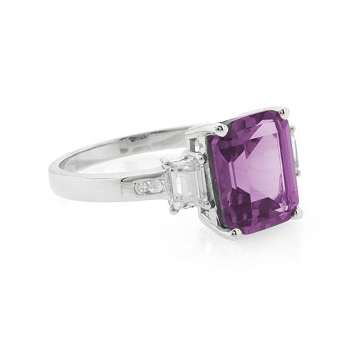 Square Cut Alexandrite Silver Ring