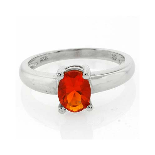 Anillo de Plata con Ópalo de Fuego Genuino