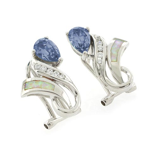 Aretes de Alejandrita Bicolor con Ópalo Blanco