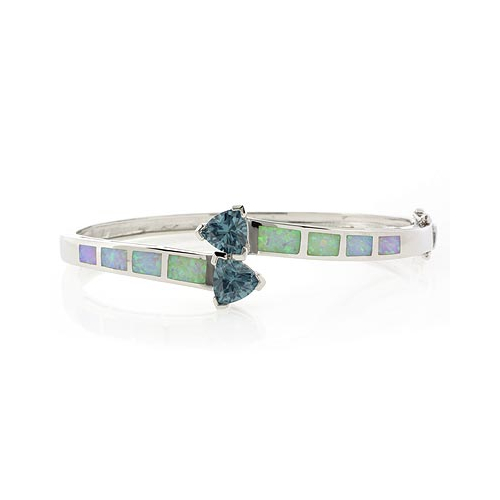 Brazalete de Plata de Ley con Alejandrita y Ópalo Blanco