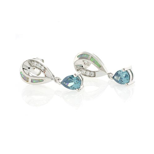 Aretes de Plata .925 con Gemas de Alejandrita y Ópalo