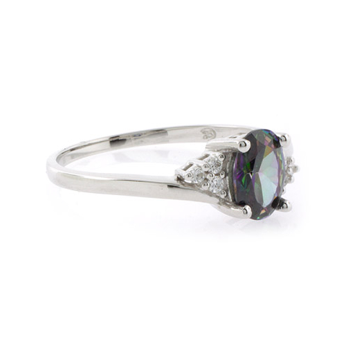 Anillo de Plata .925 y Topacio Místico en Corte Ovalado