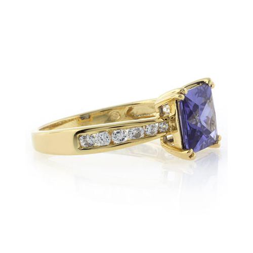 Anillo de Tanzanita en Plata con Chapa de Oro