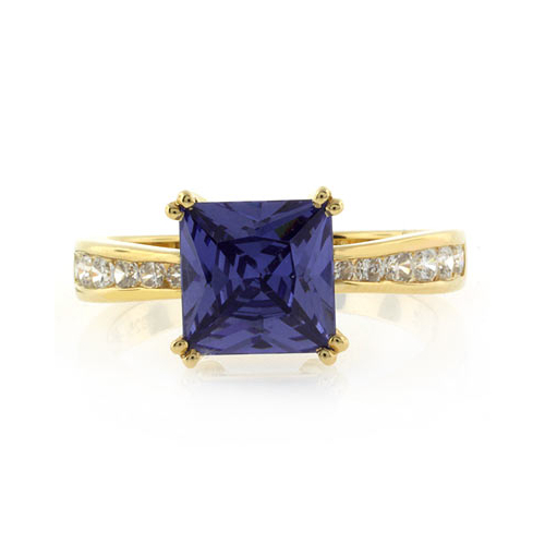 Anillo de Tanzanita en Plata con Chapa de Oro