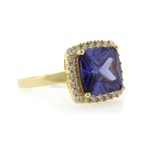 Anillo de Plata con Chapa de Oro y Tanzanita