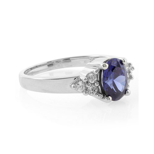 Oval Cut Tanzanite Sterling Silver Ring