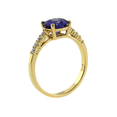 Hermoso Anillo de Plata con Chapa de Oro y Tanzanita