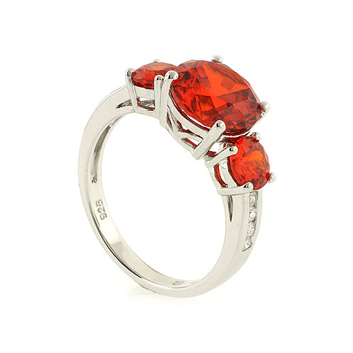Anillo de Plata .925 con 3 Gemas de Ópalo de Fuego