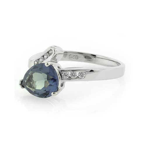 Anillo de Alejandrita Azul a Verde en Plata