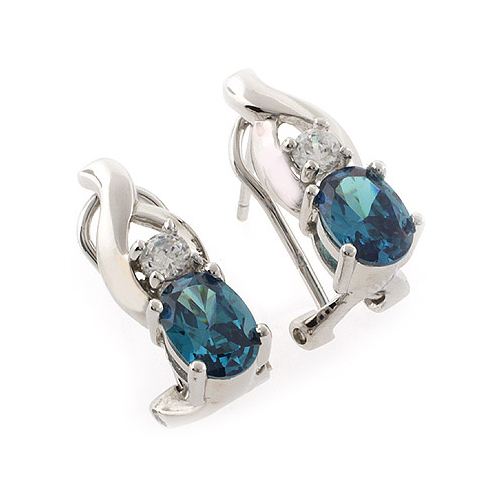 Aretes de Alejandrita ( Azul a Verde ) en Plata .925
