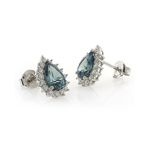 Aretes de Alejandrita Bicolor ( Azul/Verde ) en Plata de Ley