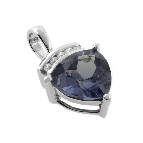 Dije de Plata de Ley con Alejandrita Bicolor ( Morado/Azul )