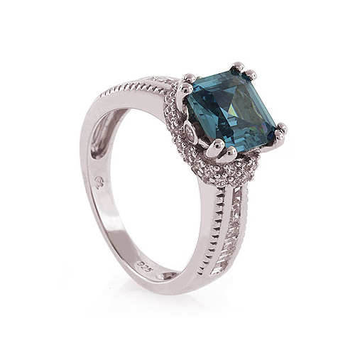 Anillo de Plata con Alejandrita en Corte Asscher