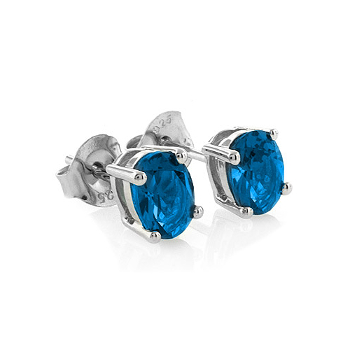 Aretes de Plata de Ley .925 con Topacio Azul