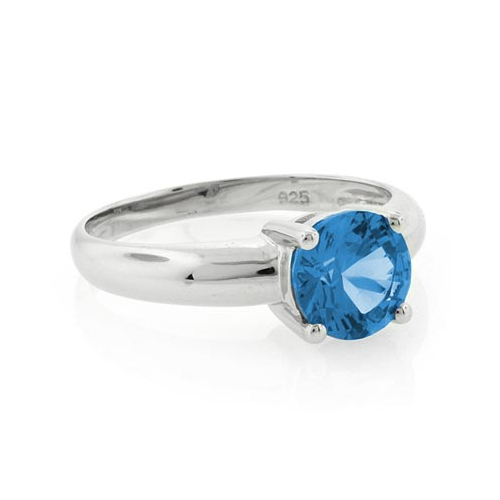 Hermoso Anillo de Plata de Ley y Topacio Azul