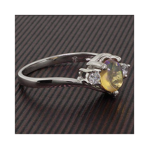 Anillo de Plata con Ópalo de Fuego Natural