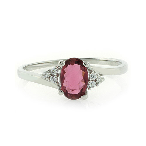 Anillo de Plata con una Gema Turmalina Roja