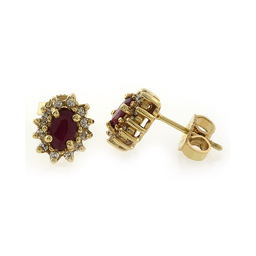 Aretes de Oro de 14K con Rubíes Auténticos