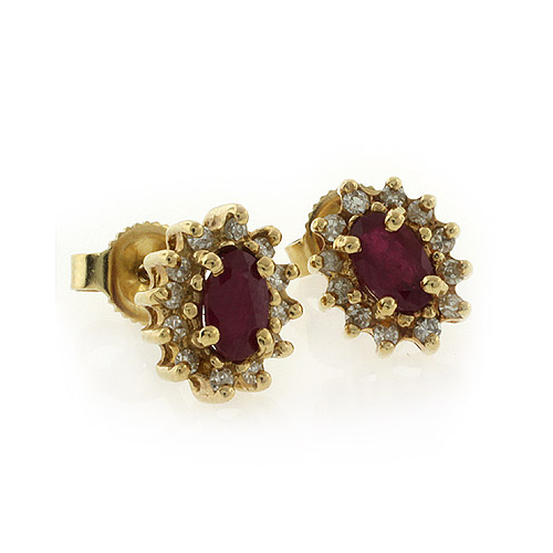 Aretes de Oro de 14K con Rubíes Auténticos