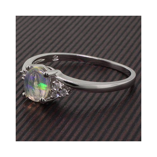 Anillo de Plata con una Pedra de Opalo de Fuego Genuino
