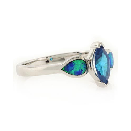 Affordable Blue Topaz Opal Ring