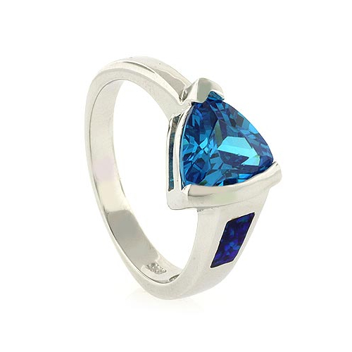 Anillo de Plata .925 con Topacio Azul y Ópalo