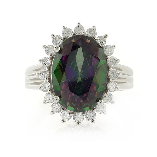 Anillo de Topacio Místico y Zirconias
