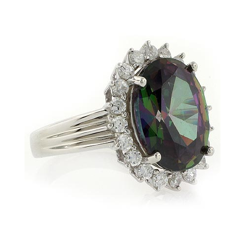 Anillo de Topacio Místico y Zirconias