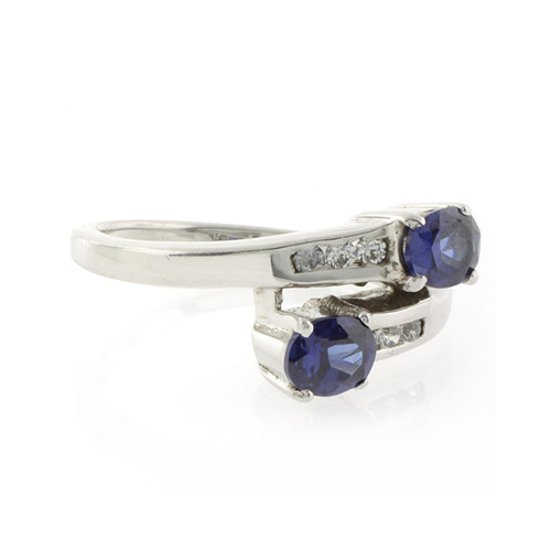 Anillo de Plata .925 con 2 Gemas de Zafiro Azul