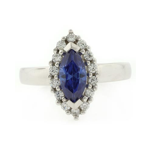 Anillo de Plata con Tanzanita en Corte Marqués