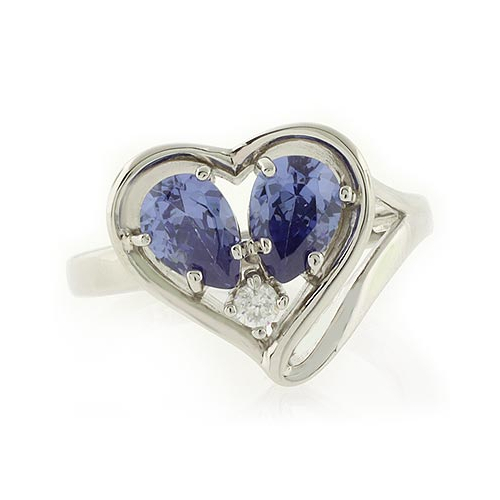 Precioso Anillo de Plata con Dos Gemas de Tanzanita