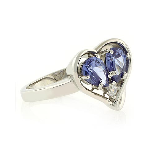 Precioso Anillo de Plata con Dos Gemas de Tanzanita