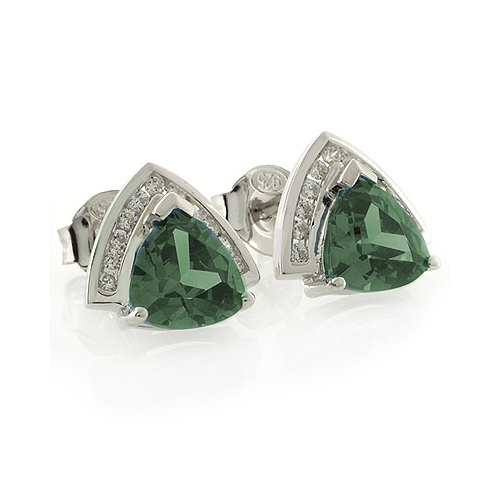 Aretes de Alejandrita ( Verde/Azul ) en Plata de Ley